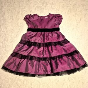 Hanna Andersson girls size 90 or 3 purple & black party dress silky shimmery EUC